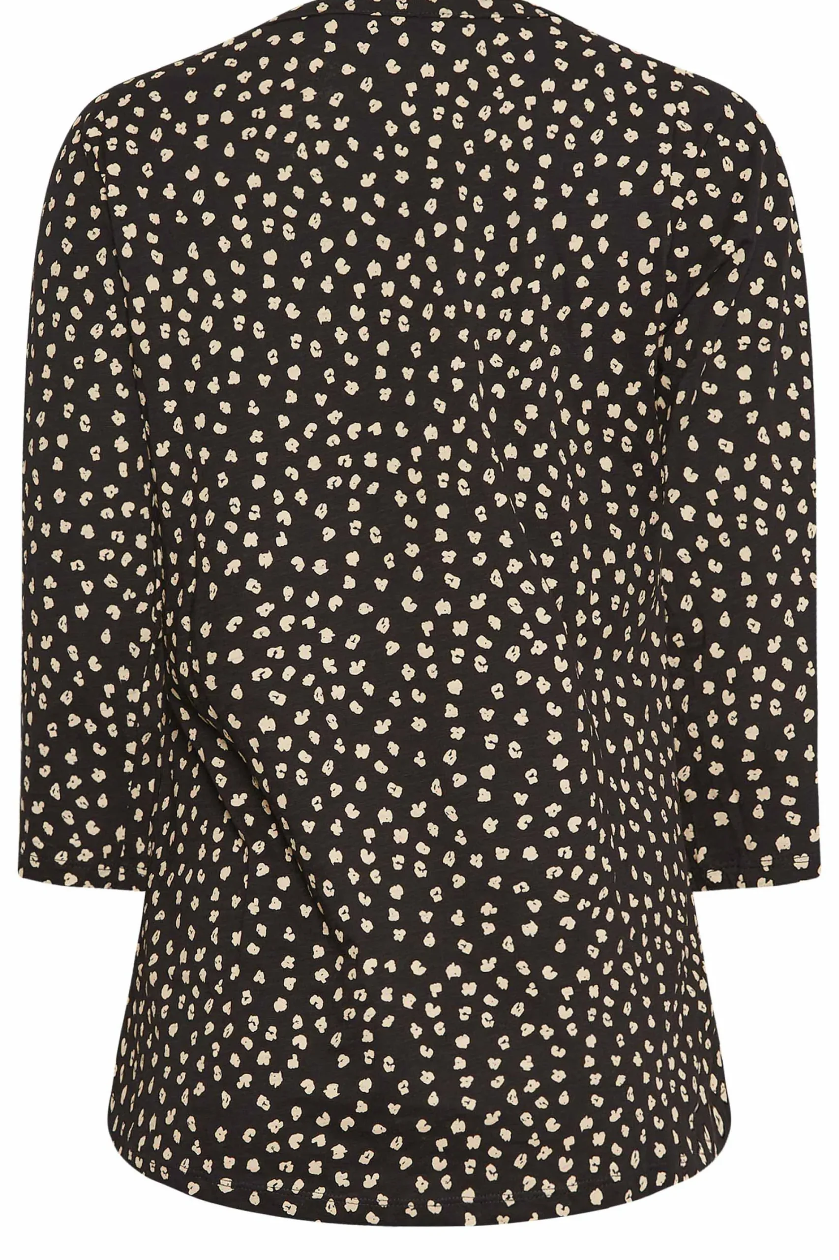 M&Co Womens Black Spot Print Cotton Henley Top>Women Long Sleeve Tops