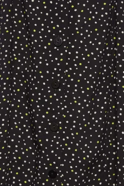 M&Co Womens Black Spot Print Shirred Waist Dress><noscript><img width=