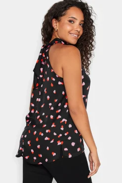 M&Co Womens Black Spot Print Halterneck Blouse><noscript><img width=