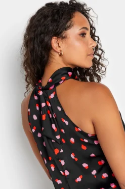 M&Co Womens Black Spot Print Halterneck Blouse><noscript><img width=