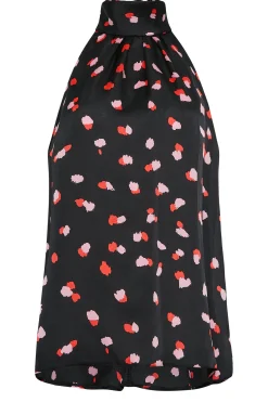 M&Co Womens Black Spot Print Halterneck Blouse><noscript><img width=