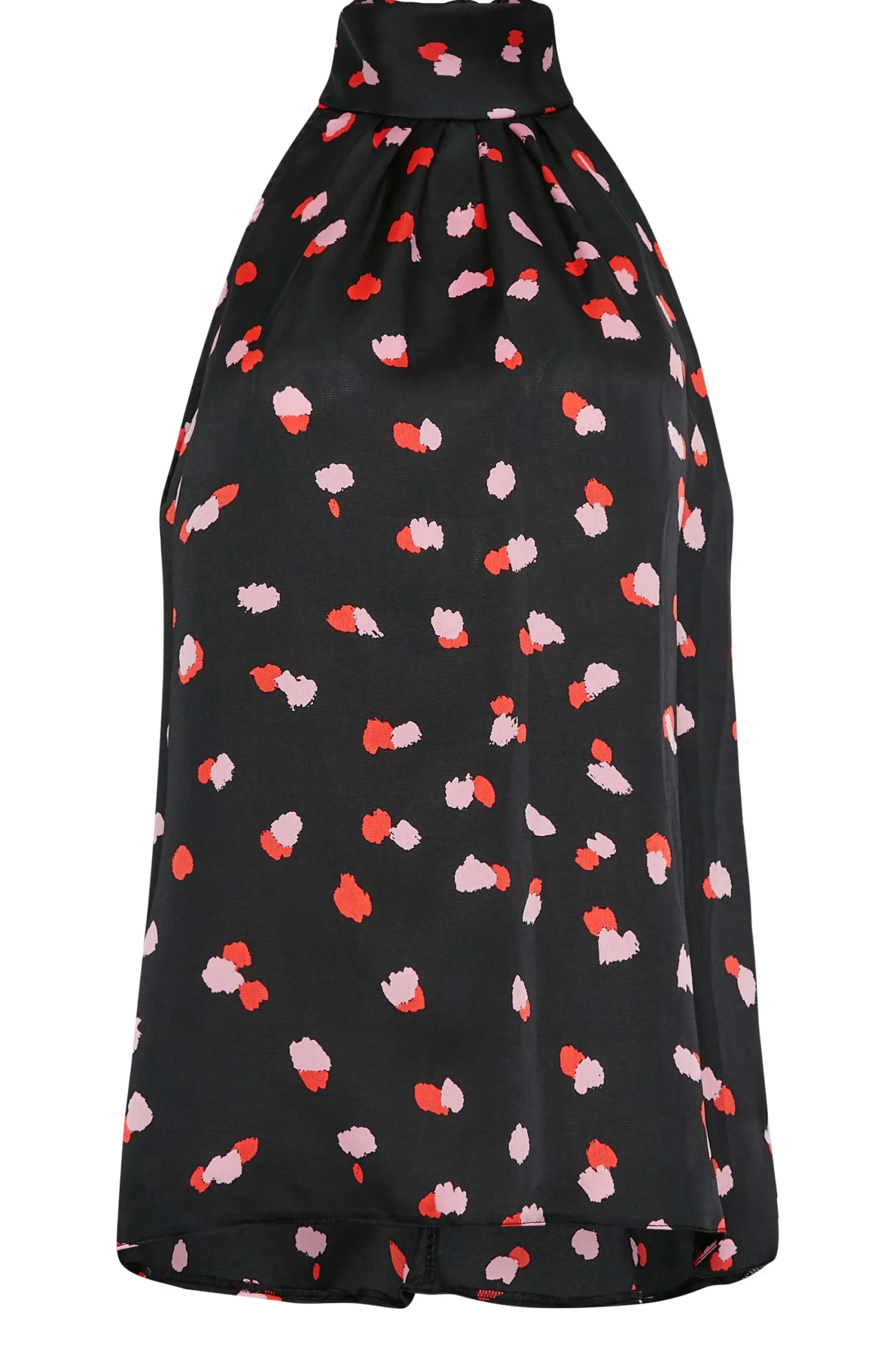 M&Co Womens Black Spot Print Halterneck Blouse>Women Short Sleeve Tops