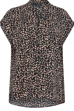 M&Co Womens Black Spot Print V-Neck Blouse><noscript><img width=