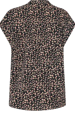M&Co Womens Black Spot Print V-Neck Blouse><noscript><img width=