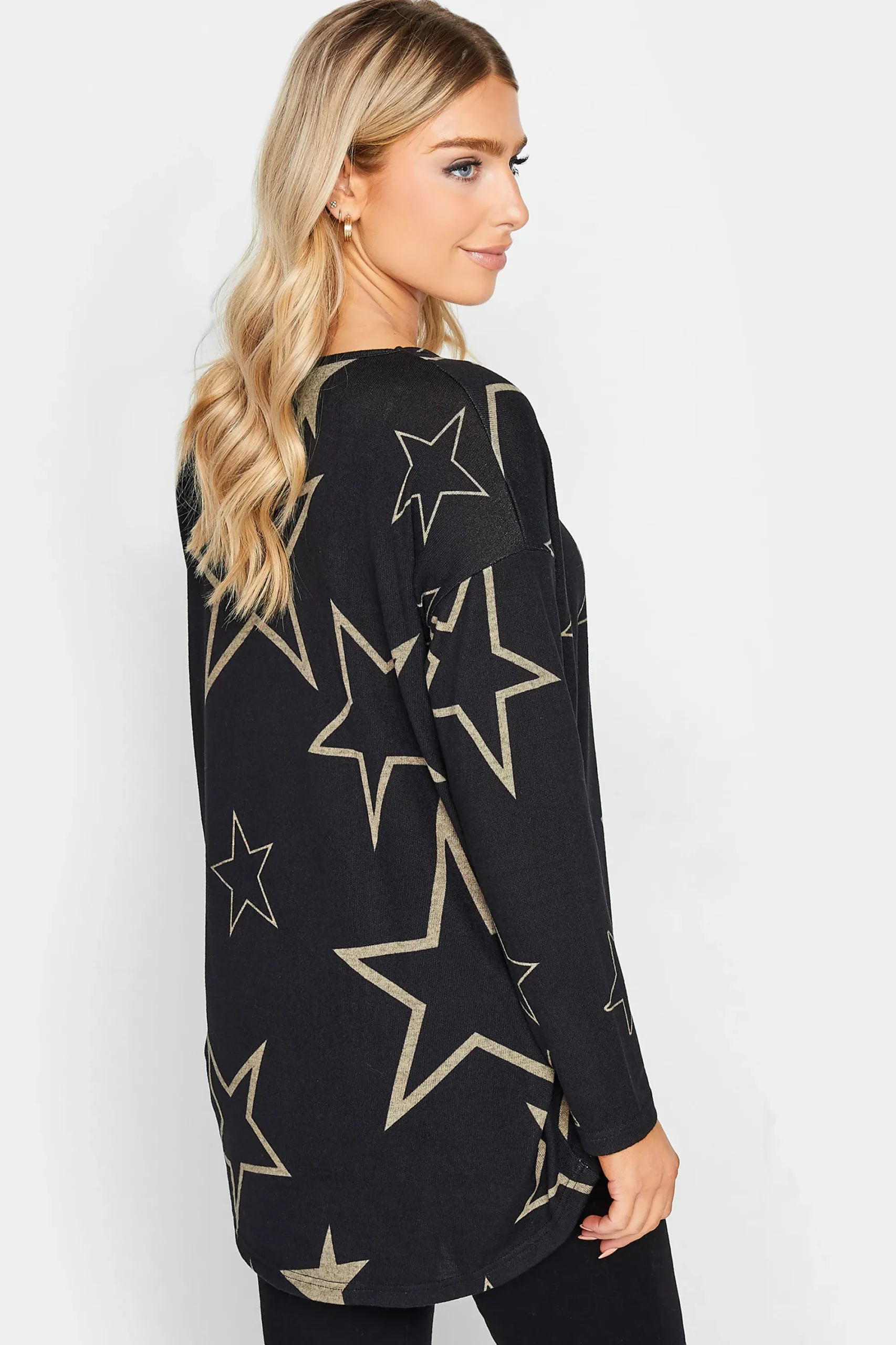 M&Co Womens Black Star Print Jumper>Women Long Sleeve Tops