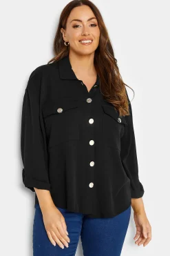 M&Co Womens Black Statement Button Shirt>Women Shirts