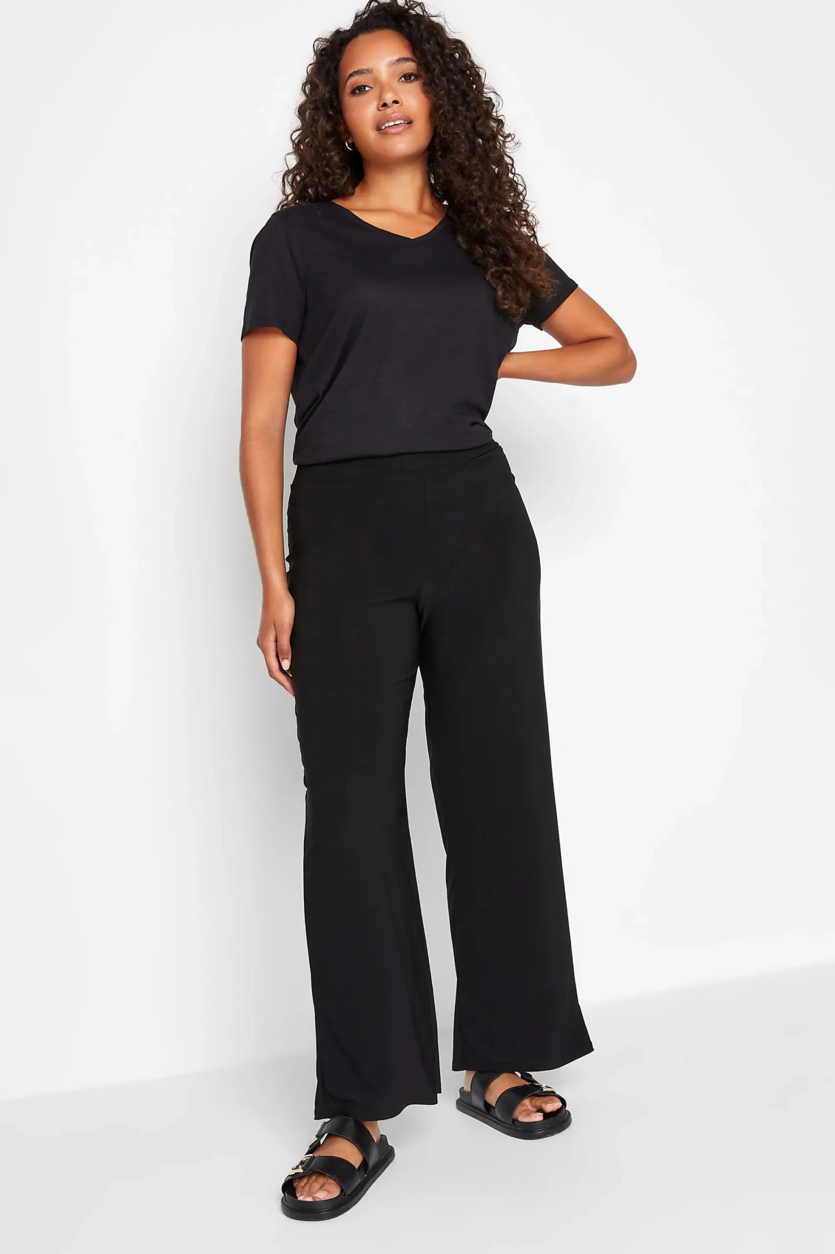 M&Co Womens Black Stretch Wide Leg Trousers>Women Wide Leg Trousers