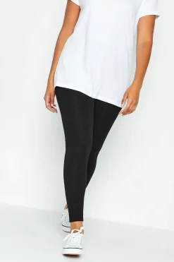 M&Co Womens Black Stretch Cotton Leggings>Women Leggings