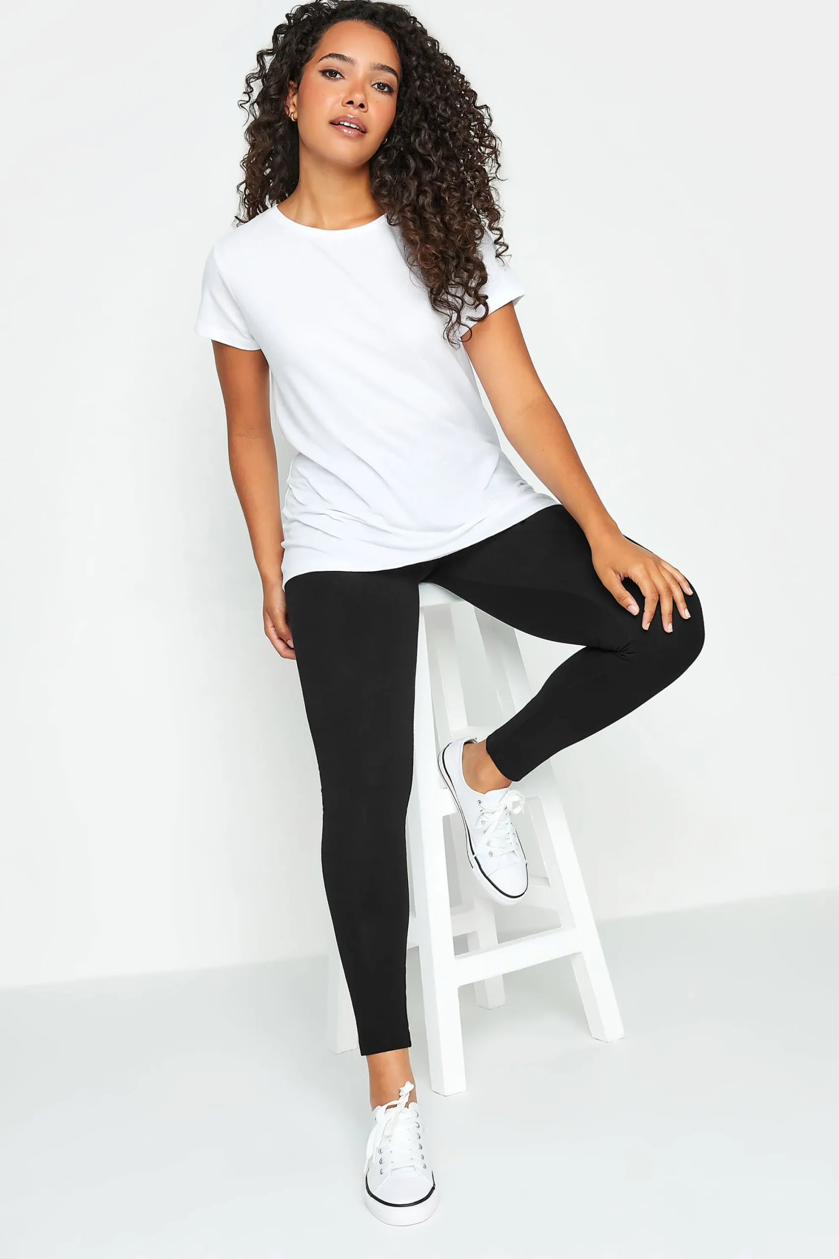 M&Co Womens Black Stretch Cotton Leggings>Women Leggings