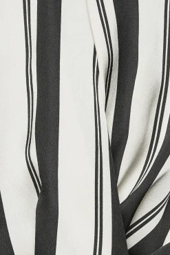 M&Co Womens Black Stripe Print Wrap Front Blouse><noscript><img width=