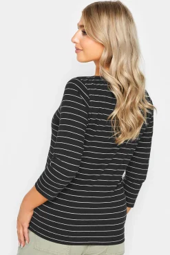 M&Co Womens Black Stripe Cotton Blend Top><noscript><img width=
