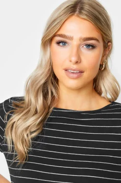 M&Co Womens Black Stripe Cotton Blend Top><noscript><img width=