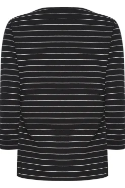 M&Co Womens Black Stripe Cotton Blend Top><noscript><img width=