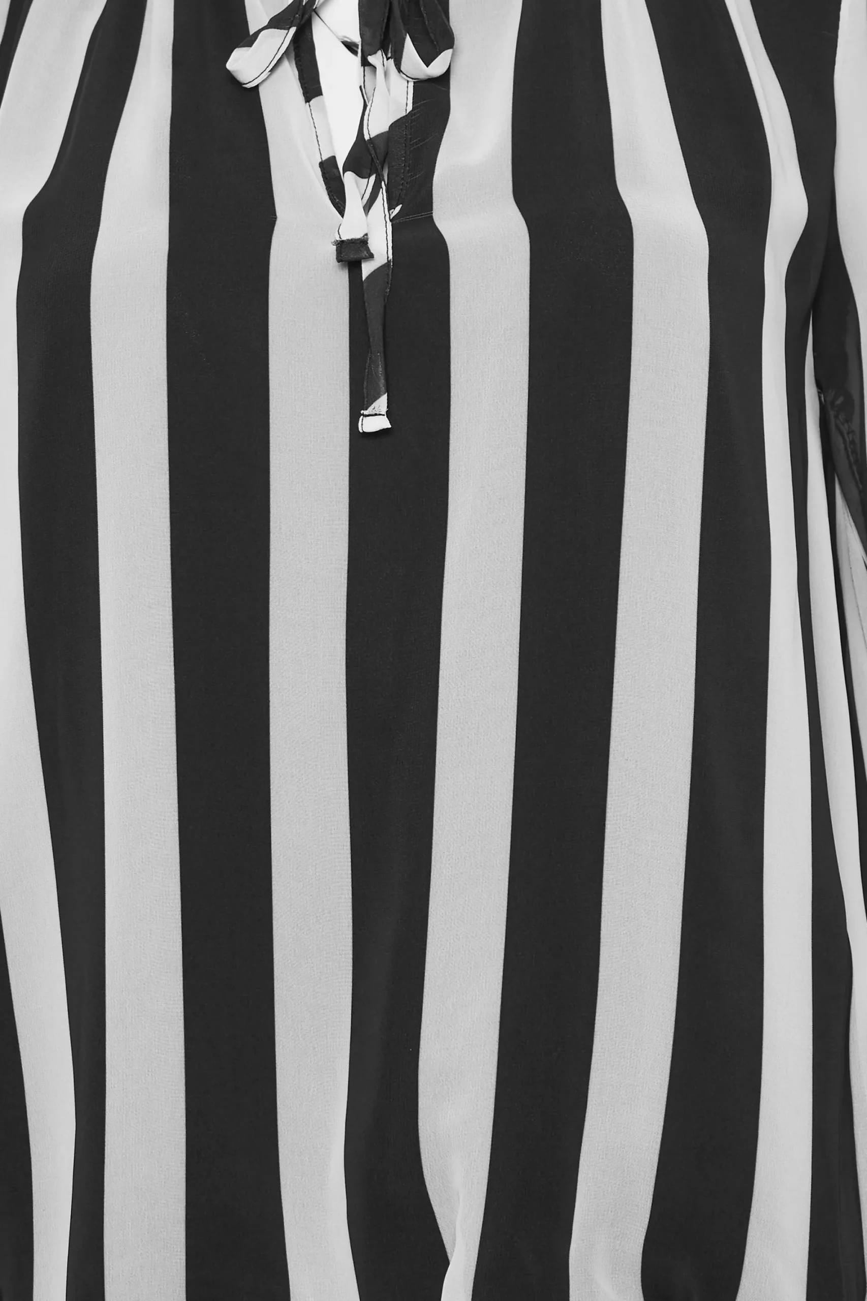 M&Co Womens Black Stripe Tie Neck Blouse>Women Shirts