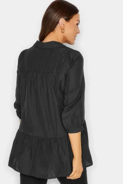M&Co Womens Black Stripe Frill Hem Shirt><noscript><img width=
