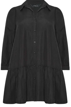 M&Co Womens Black Stripe Frill Hem Shirt><noscript><img width=
