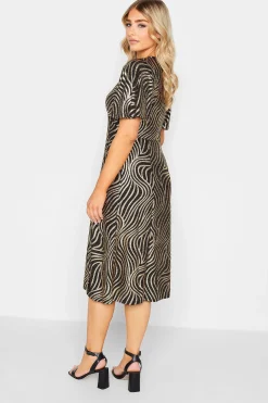 M&Co Womens Black Swirl Print Angel Sleeve Split Hem Midi Dress><noscript><img width=