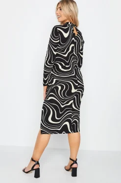 M&Co Womens Black Swirl Ruched Side Midi Dress><noscript><img width=