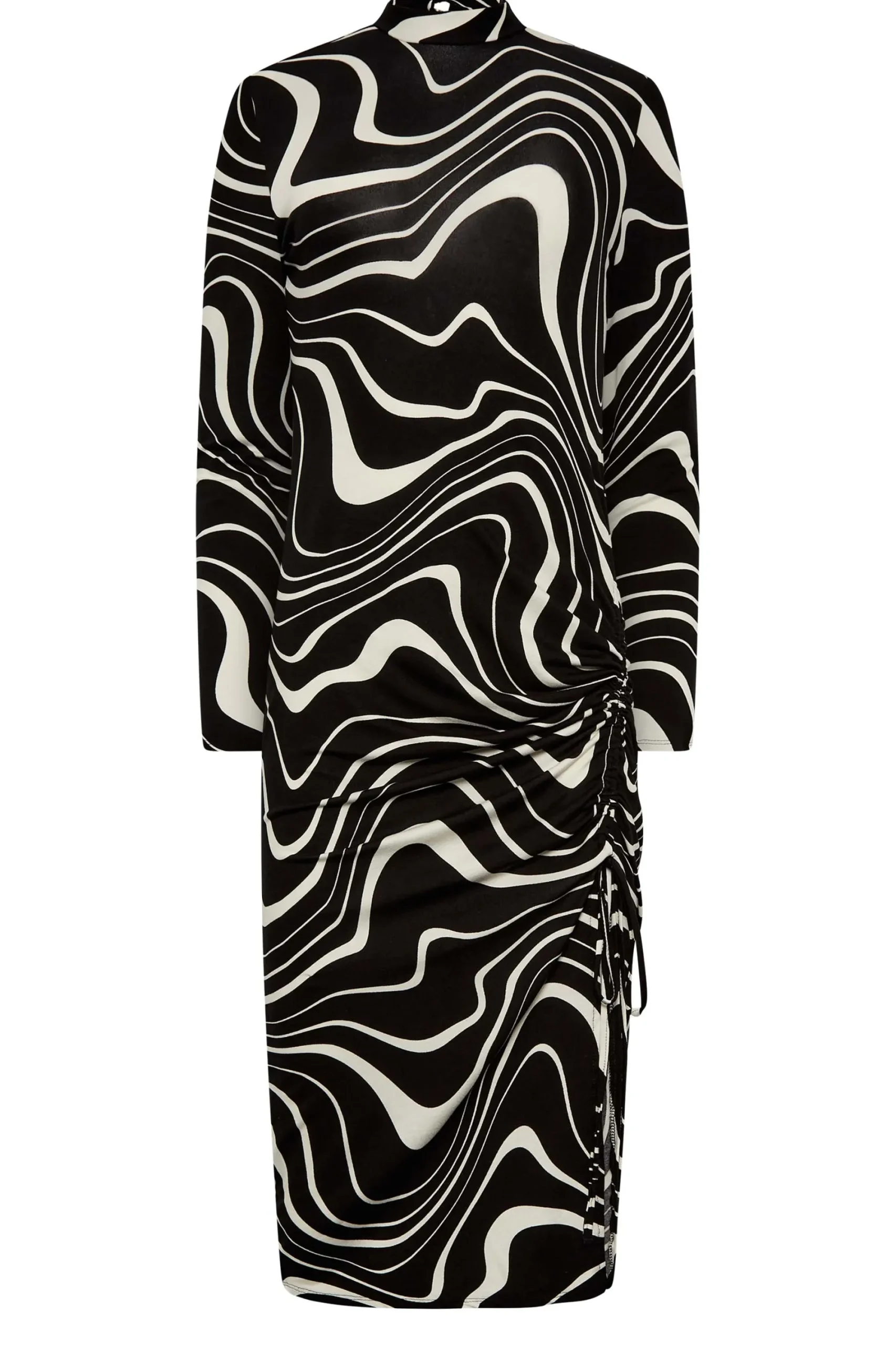 M&Co Womens Black Swirl Ruched Side Midi Dress>Women Midi Dresses