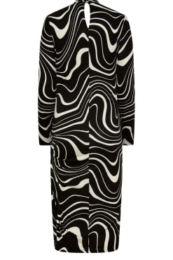 M&Co Womens Black Swirl Ruched Side Midi Dress><noscript><img width=