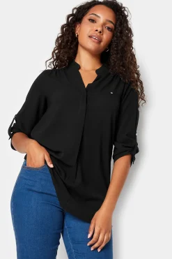 M&Co Womens Black Tab Sleeve Blouse>Women Shirts