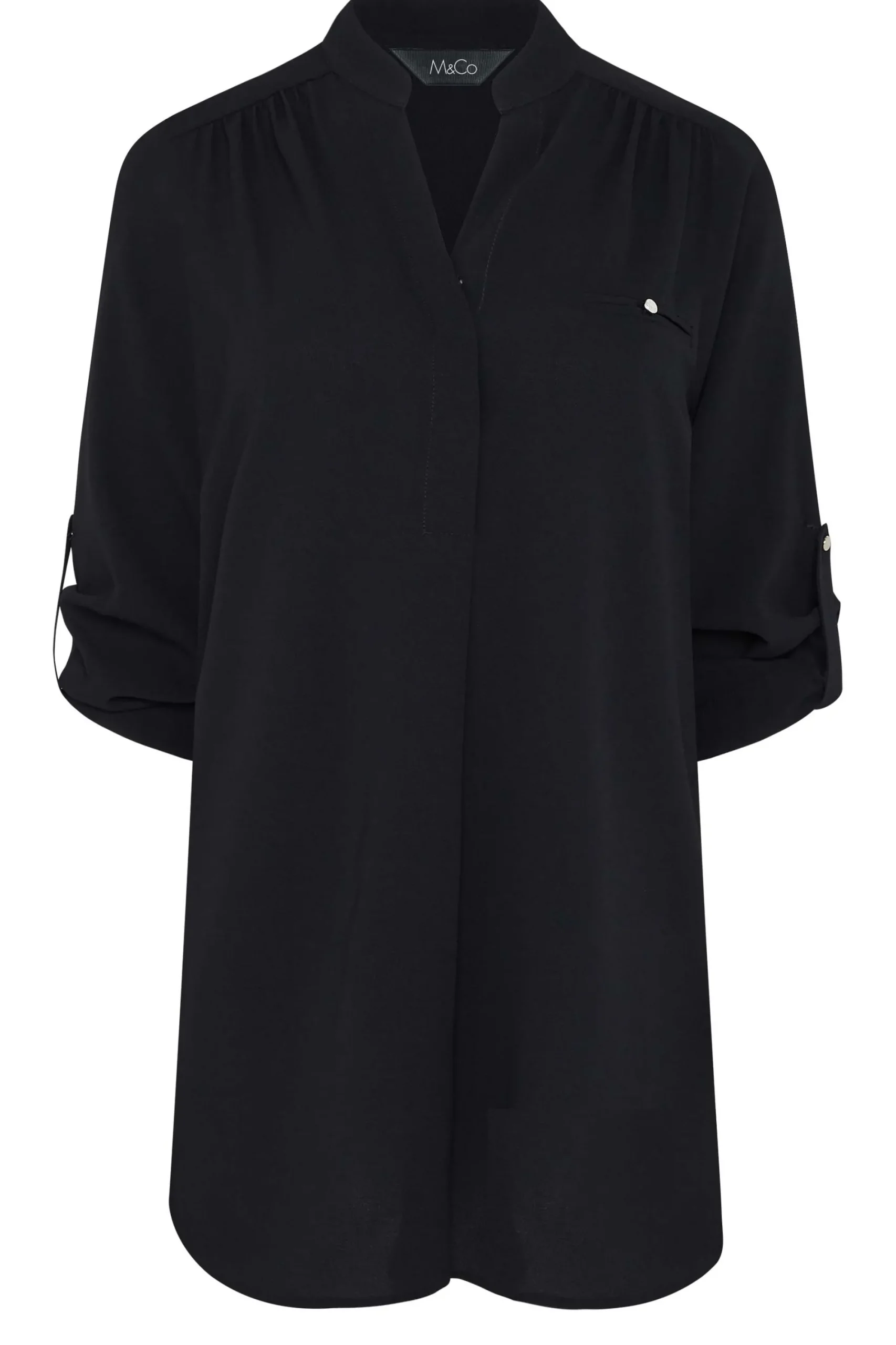 M&Co Womens Black Tab Sleeve Blouse>Women Shirts