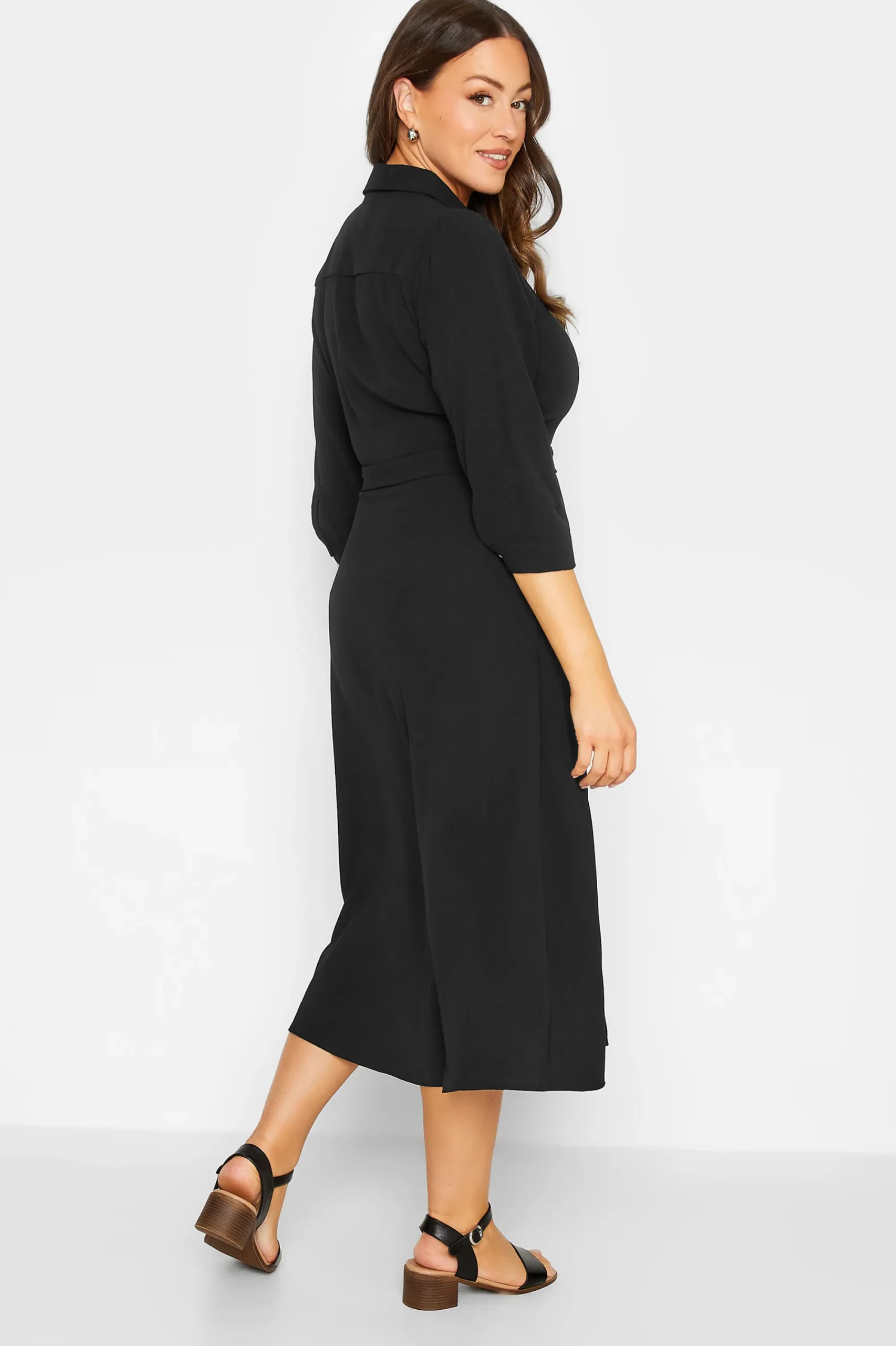 M&Co Womens Black Textured Black Shirt Dress>Women Shirt Dresses