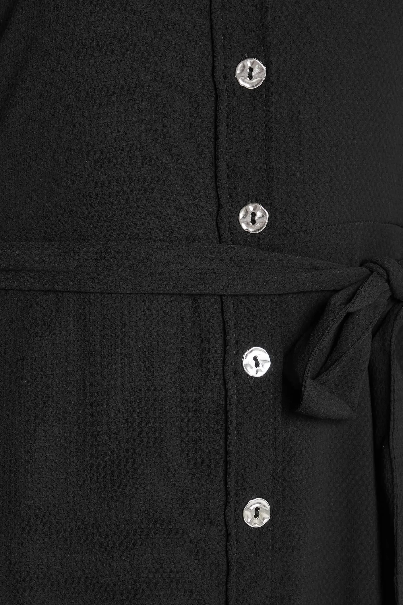 M&Co Womens Black Textured Black Shirt Dress>Women Shirt Dresses