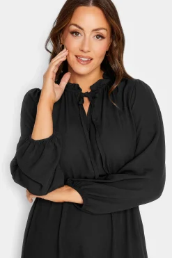 M&Co Womens Black Tie Neck Elasticated Waist Dress><noscript><img width=