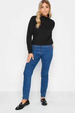 M&Co Womens Black Turtle Neck Long Sleeve Cotton Blend Top>Women T-Shirts