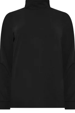M&Co Womens Black Turtle Neck Long Sleeve Cotton Blend Top><noscript><img width=