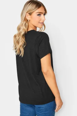 M&Co Womens Black V-Neck Cotton T-Shirt><noscript><img width=