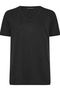 M&Co Womens Black V-Neck Cotton T-Shirt><noscript><img width=