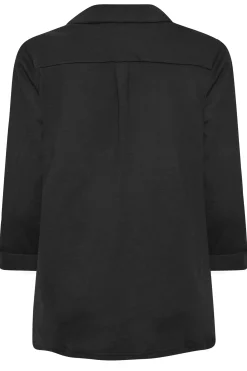 M&Co Womens Black V-Neck Half Placket Shirt><noscript><img width=