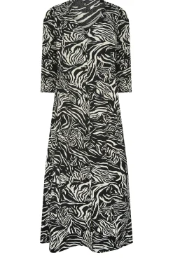 M&Co Womens Black Zebra Print Button Through Midaxi Dress><noscript><img width=