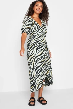 M&Co Womens Black Zebra Print Wrap Dress>Women Wedding Guest Dresses