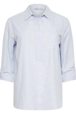 M&Co Womens Blue & White Striped Shirt>Women Shirts