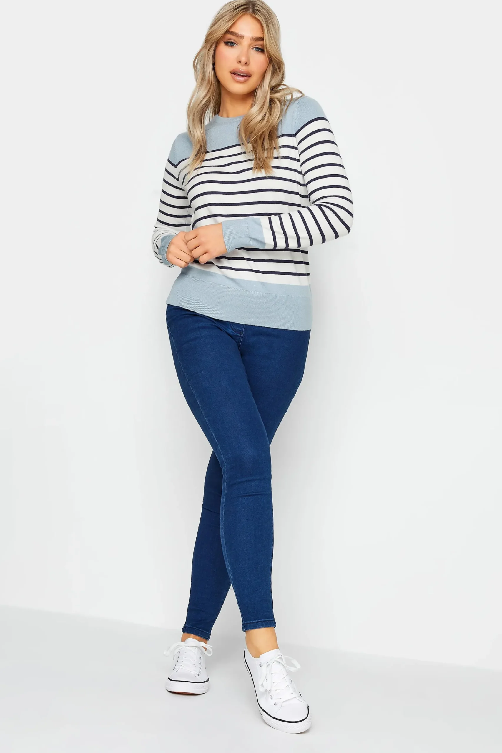 M&Co Womens Blue & White Stripe Jumper>Women Jumpers