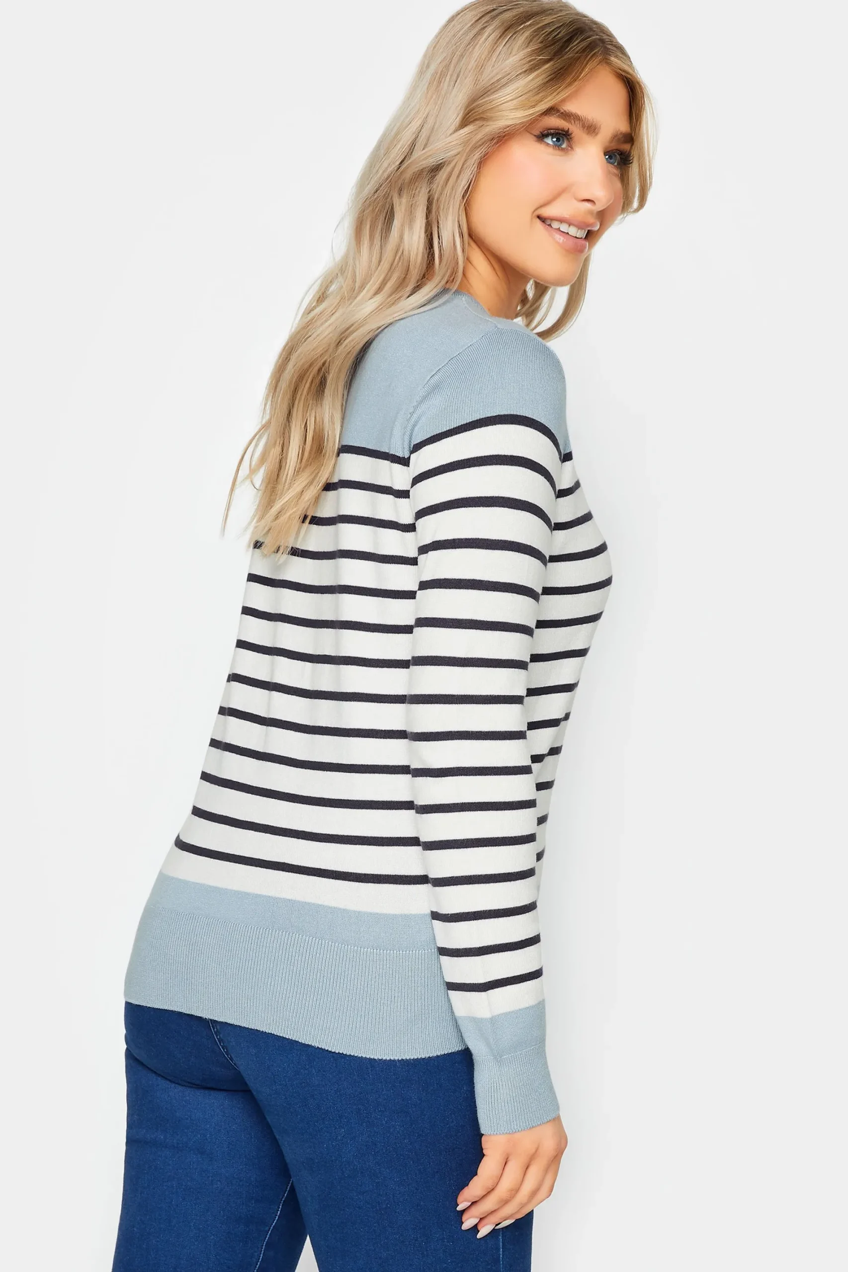 M&Co Womens Blue & White Stripe Jumper>Women Jumpers
