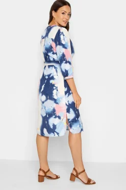 M&Co Womens Blue Abstract Print Tie Waist Tunic Dress><noscript><img width=