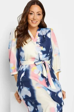 M&Co Womens Blue Abstract Print Tie Waist Tunic Dress><noscript><img width=