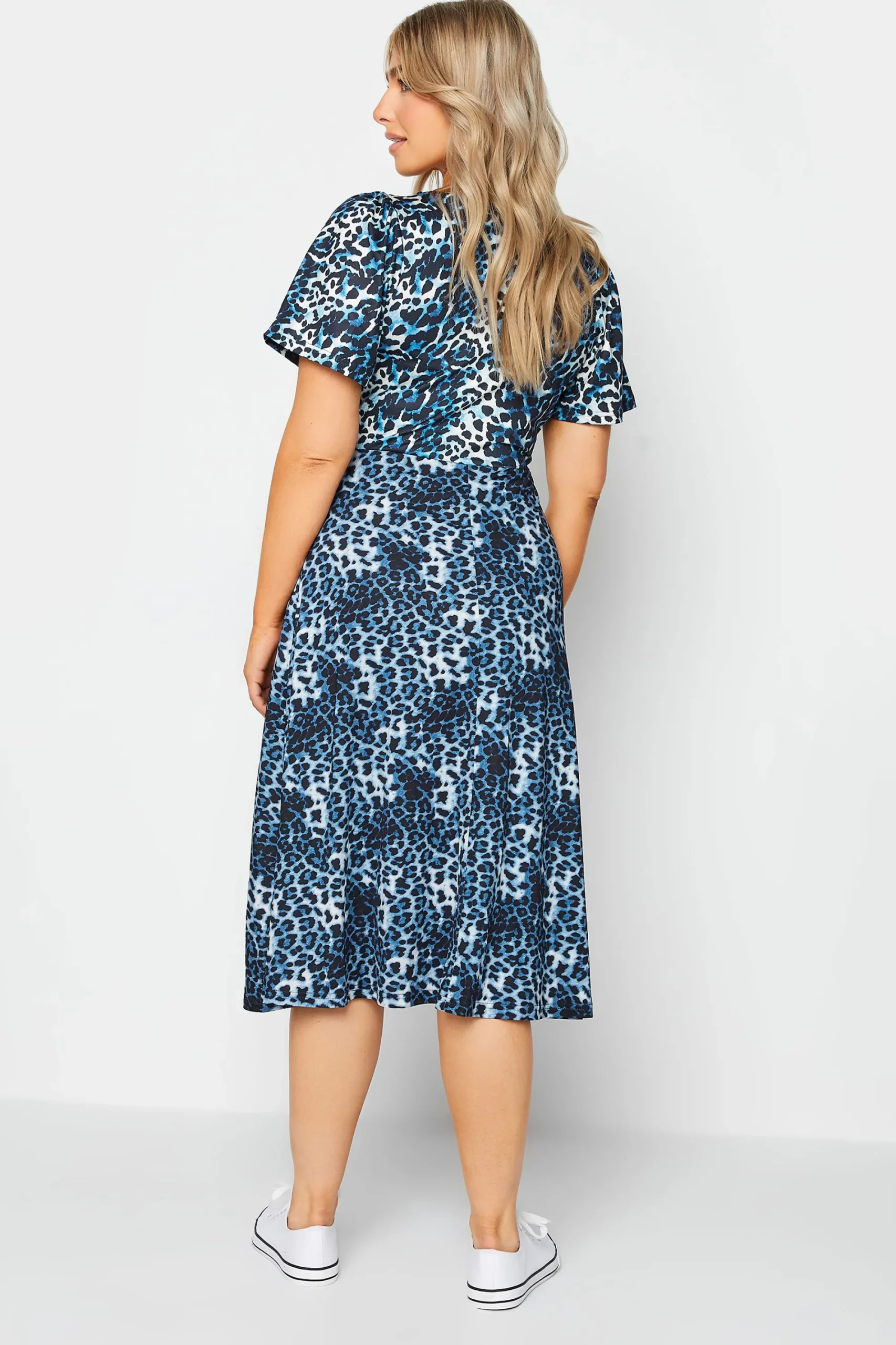 M&Co Womens Blue Animal Print Midi Dress>Women Midi Dresses