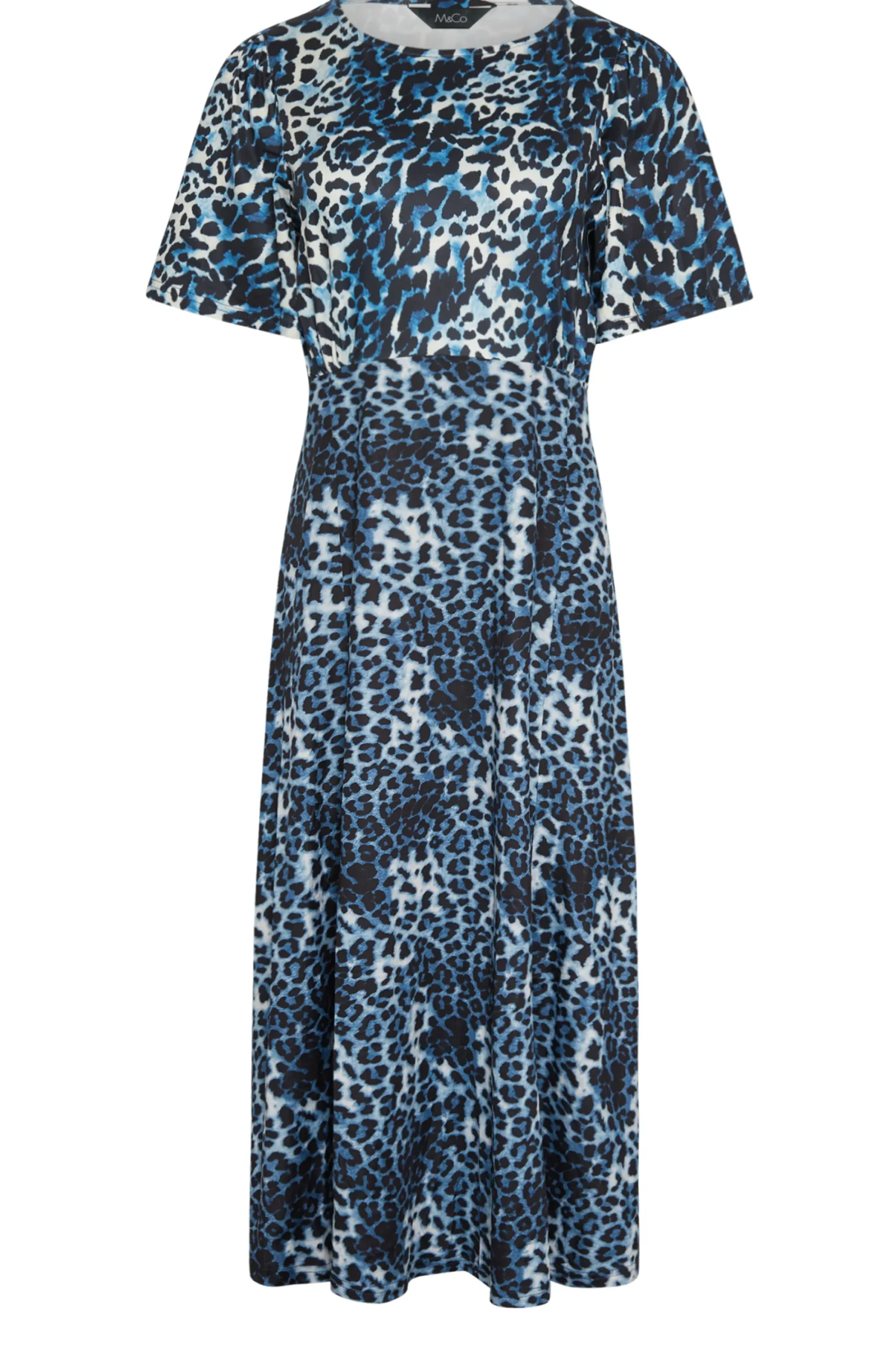 M&Co Womens Blue Animal Print Midi Dress>Women Midi Dresses