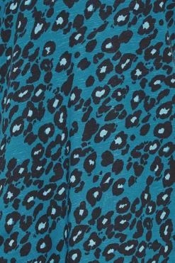 M&Co Womens Blue Animal Print Notch Neck Cotton T-Shirt><noscript><img width=
