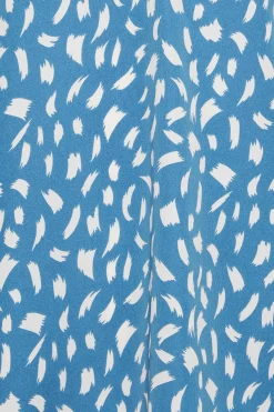 M&Co Womens Blue Brush Stroke Print Half Placket Shirt><noscript><img width=