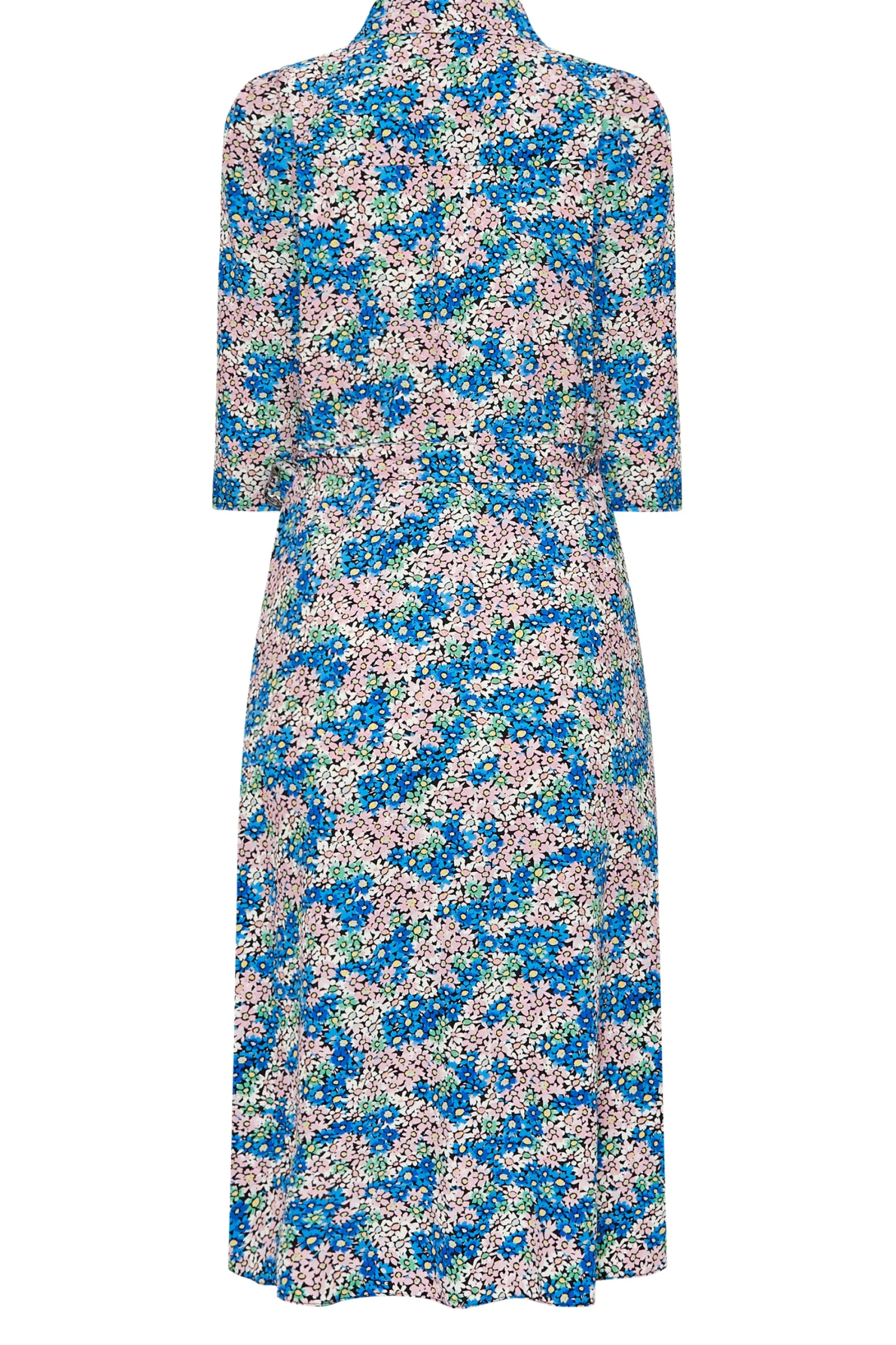 M&Co Womens Blue Ditsy Floral Tie Belt Dress>Women Shirt Dresses