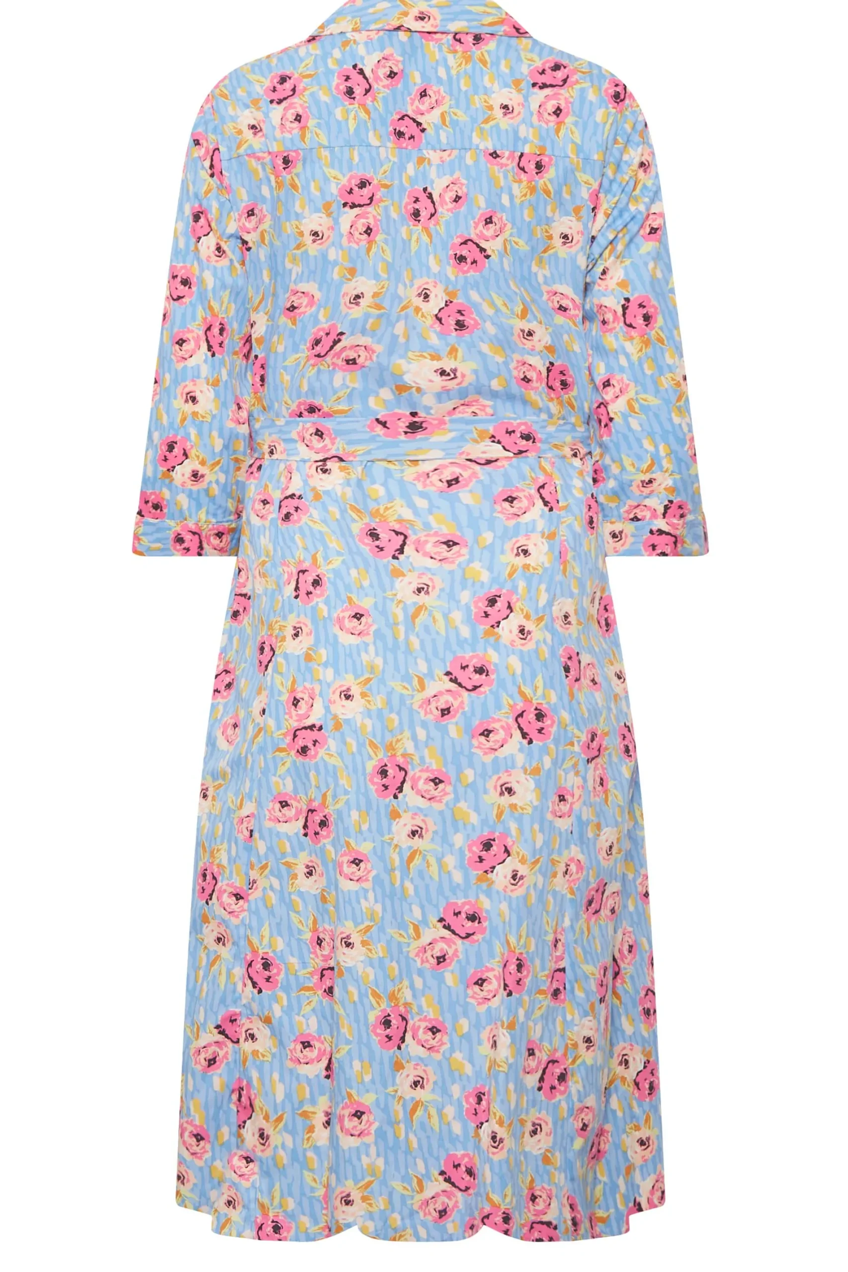 M&Co Womens Blue Floral Print Tie Waist Shirt Dress>Women Wedding Guest Dresses