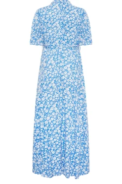 M&Co Womens Blue Floral Print Maxi Shirt Dress><noscript><img width=