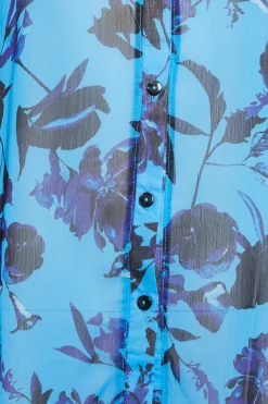 M&Co Womens Blue Floral Print Longline Shirt><noscript><img width=
