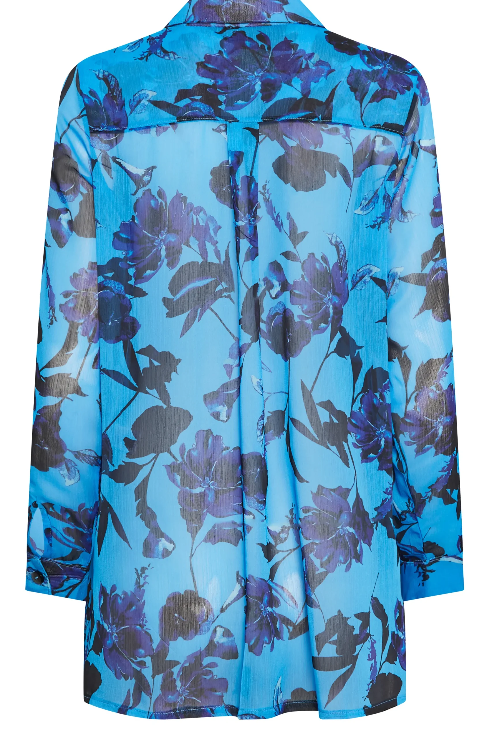 M&Co Womens Blue Floral Print Longline Shirt>Women Shirts